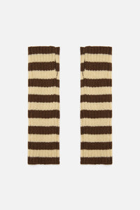 Princess Highway - Long Striped Fingerless Gloves - chocolate