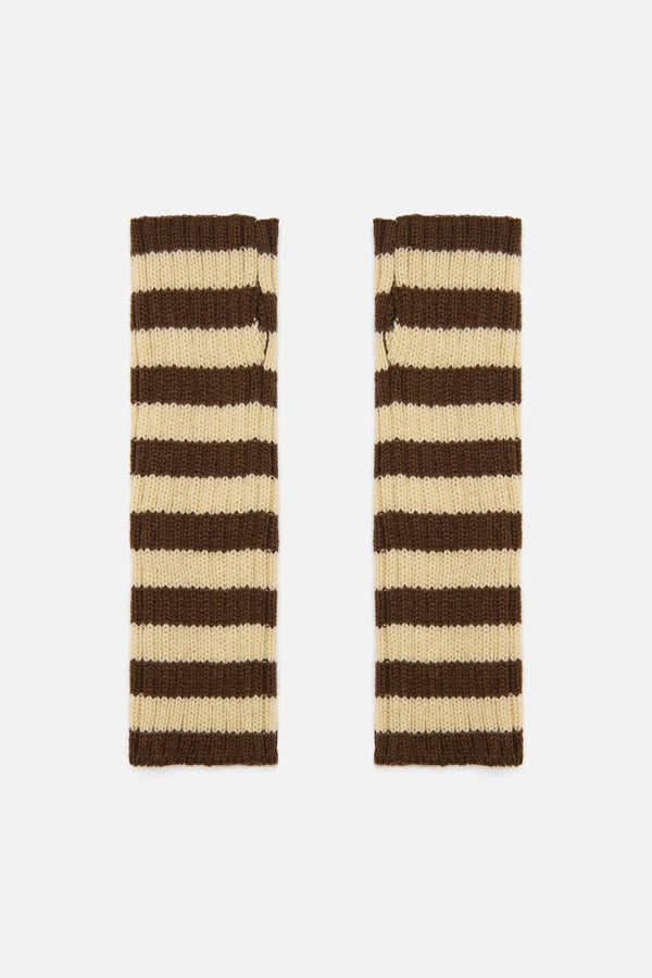 Princess Highway - Long Striped Fingerless Gloves - chocolate