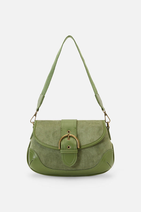 Princess Highway - Olive Faux Suede Buckle Bag - olive
