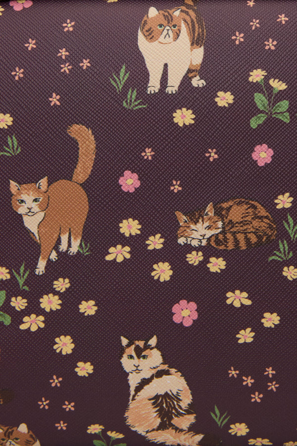Princess Highway - Cute Cats PU Make Up Purse - plum