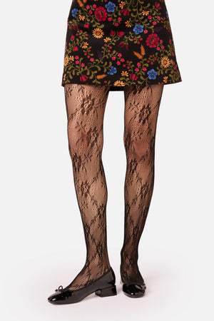 Princess Highway - Rose Fishnet Tights - black