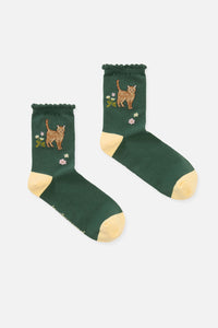 Princess Highway - Green Cute Cat Sock - green