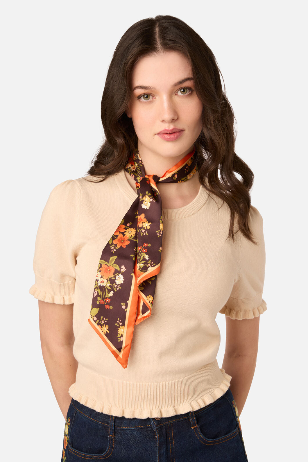Princess Highway - Posy Narrow Head Scarf - chocolate