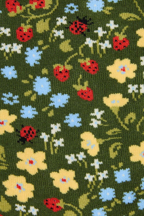 Princess Highway - Ladybug Garden Sock - forest-green