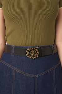 Princess Highway - Fancy Floral Buckle Belt - black