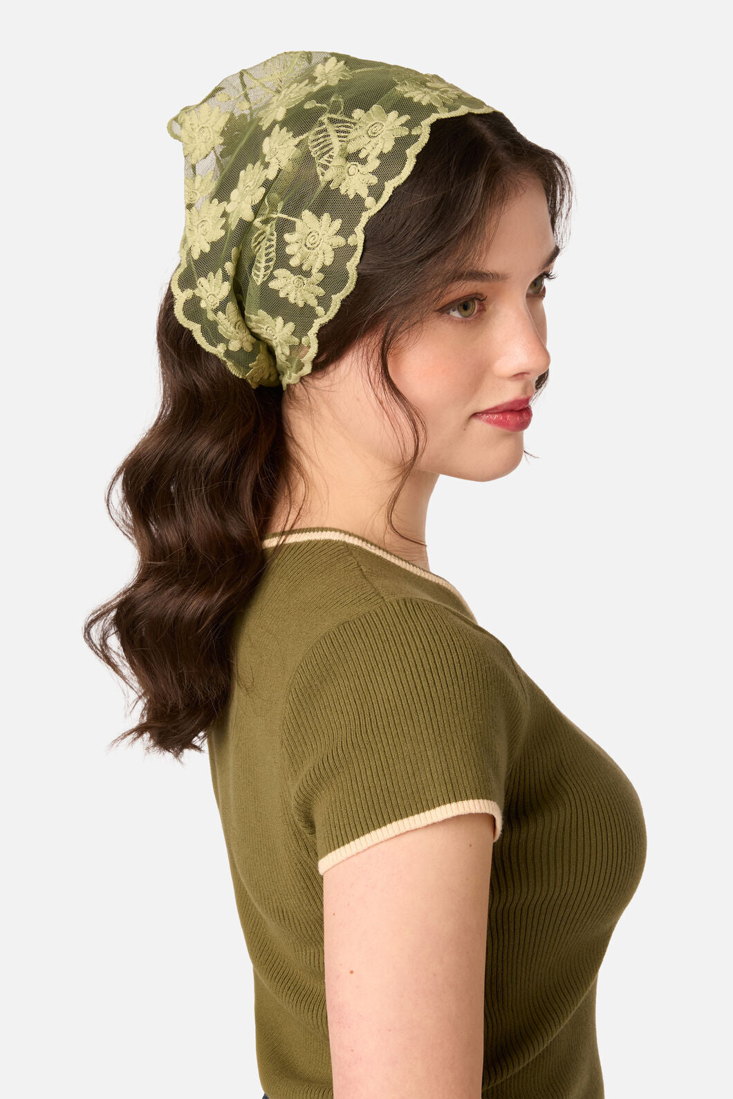 Princess Highway - Olive Lace Small Scarf - olive