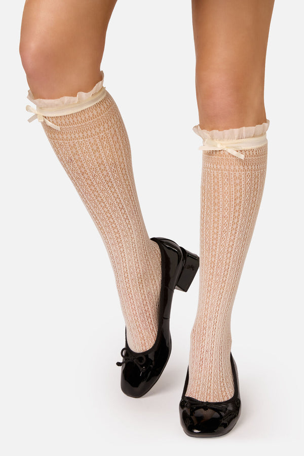 Princess Highway - Cream Lace Knee High Sock - cream