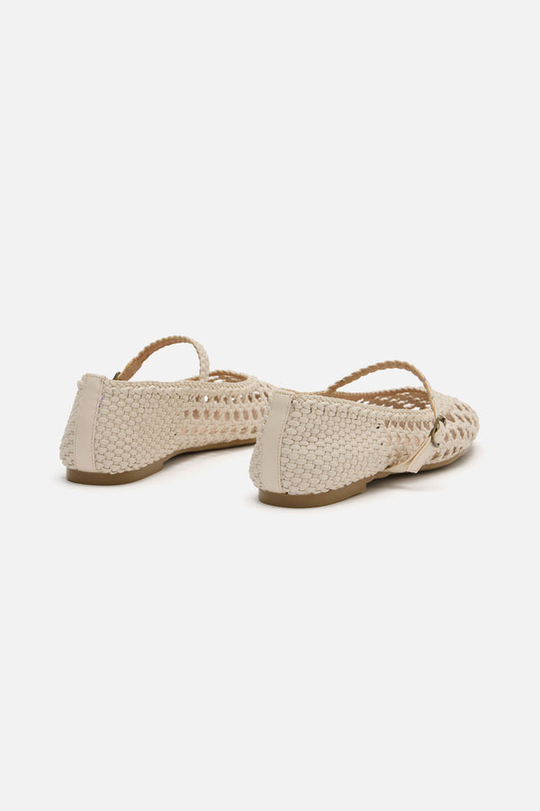 Princess Highway - Cream Weave Flat Shoe - cream