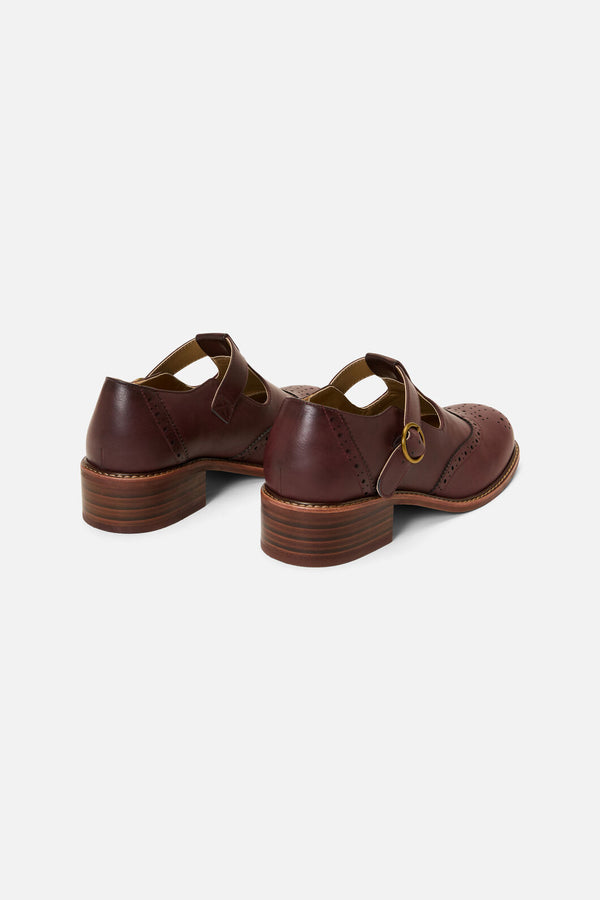 Princess Highway - Plum T Bar Brogue Shoe - plum