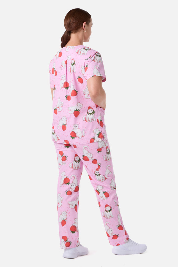 Scrubs With Love - Strawberry Cats scrub set - pink