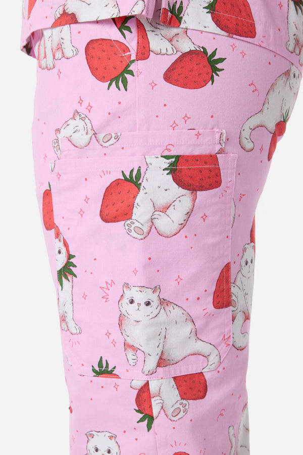 Scrubs With Love - Strawberry Cats scrub set - pink