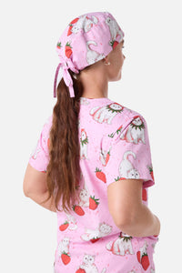 Scrubs With Love - Strawberry Cats Scrub Hat - pink