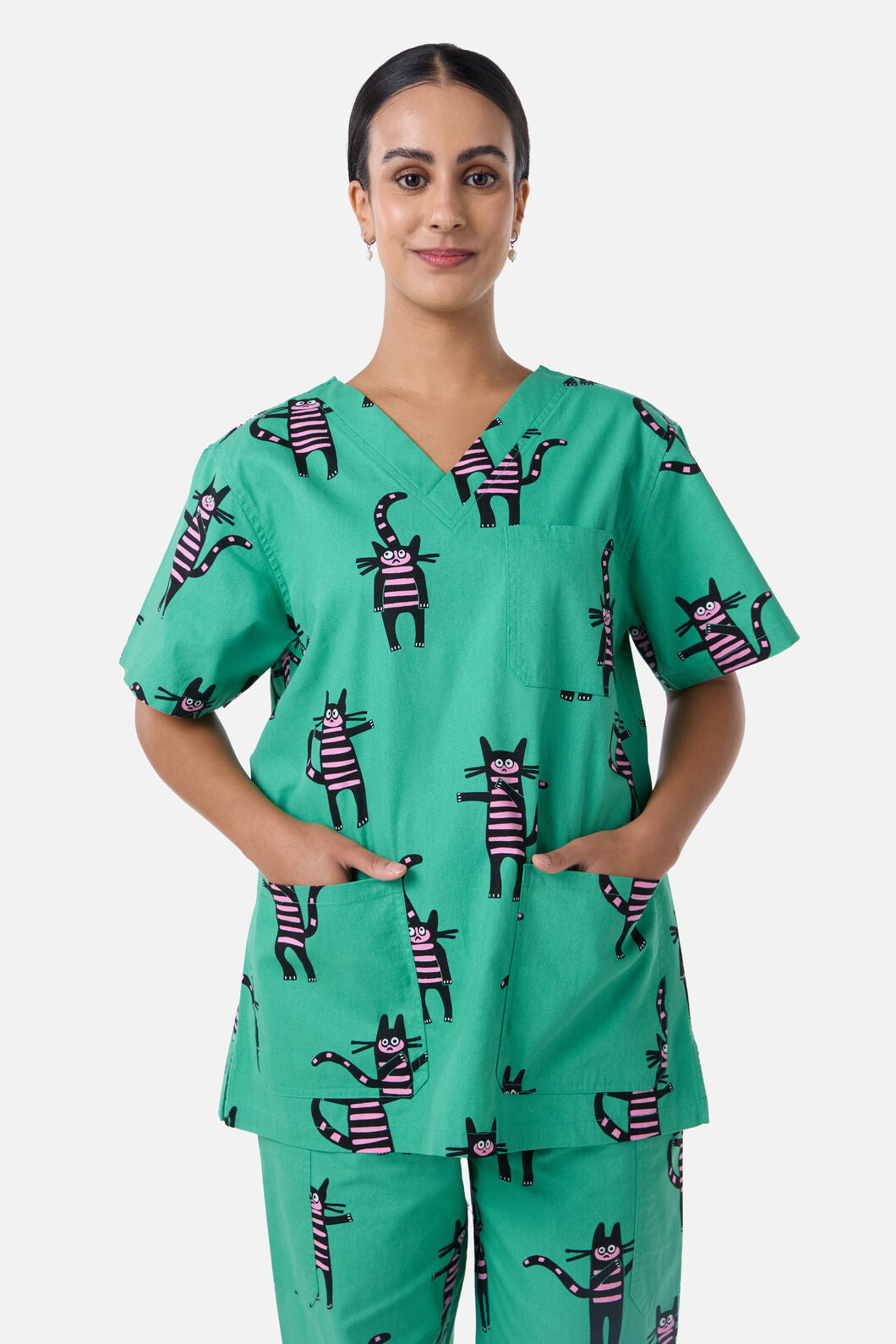 Scrubs With Love - Peculiar Puss scrub set - green
