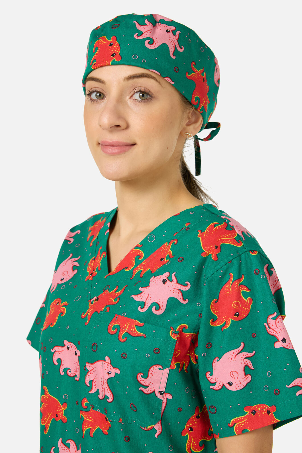 Scrubs With Love - Octopi scrub hat - green