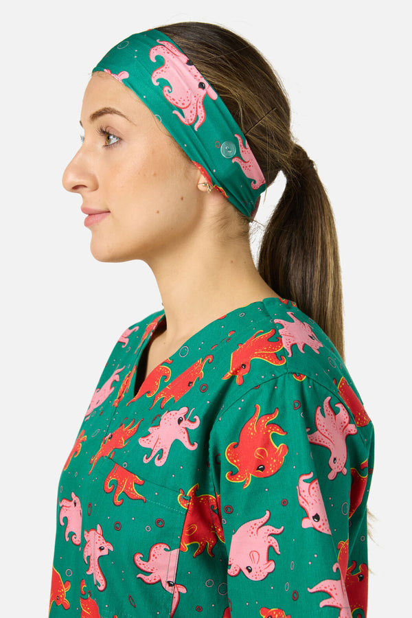 Scrubs With Love - Octopi scrub headband - green