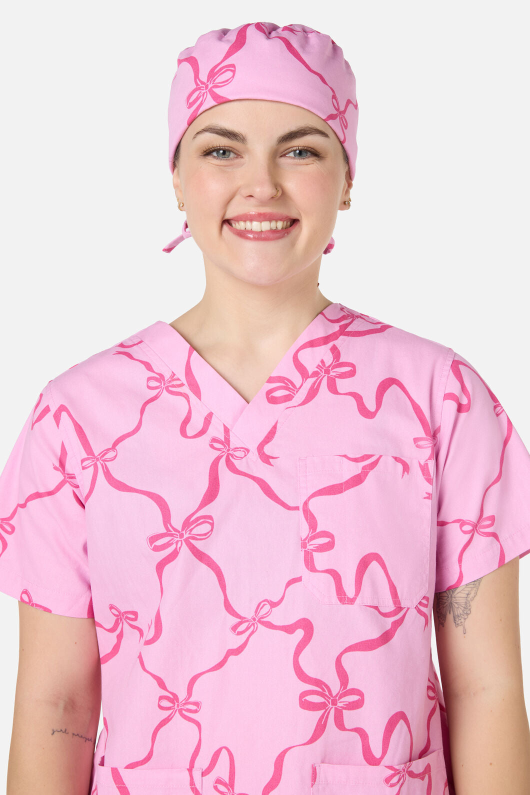 Scrubs With Love - Pink Bows scrub hat - pink