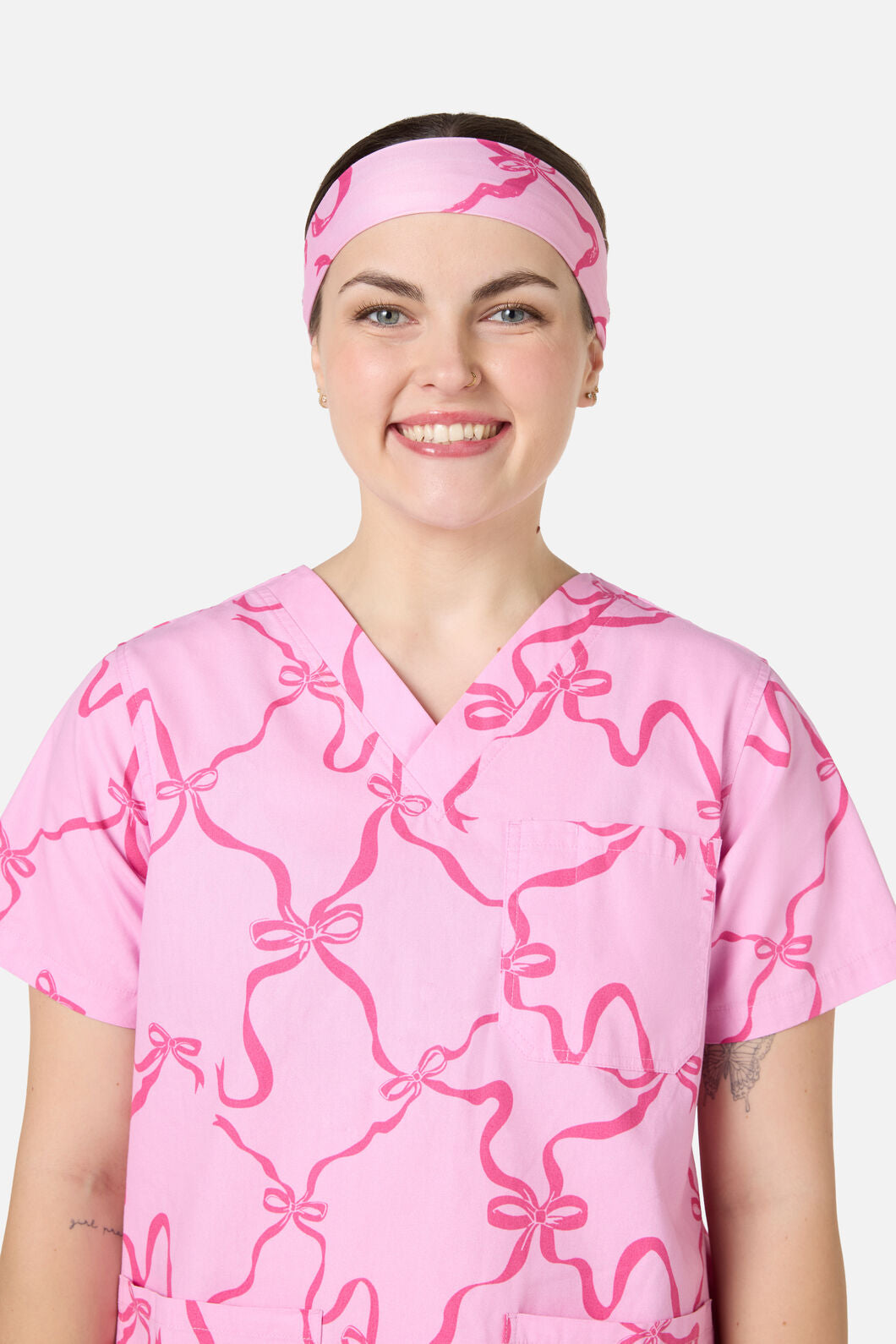 Scrubs With Love - Pink Bows scrub headband - pink