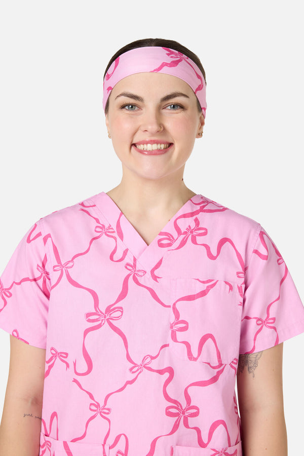 Scrubs With Love - Pink Bows scrub headband - pink