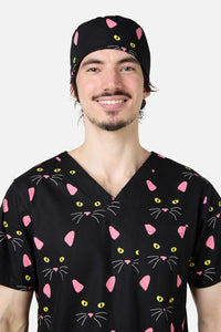 Scrubs With Love - Night Cat scrub hat - black
