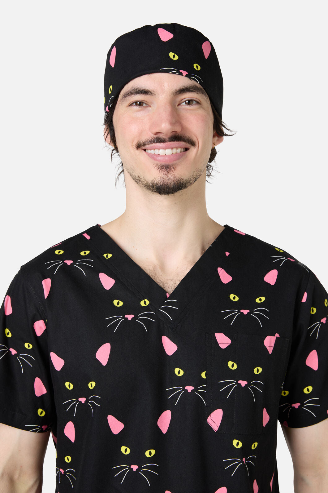 Scrubs With Love - Night Cat scrub hat - black
