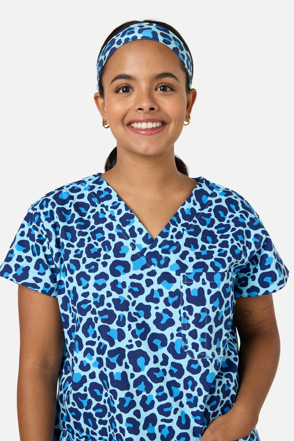 Scrubs With Love - Leopard Cub scrub headband - blue