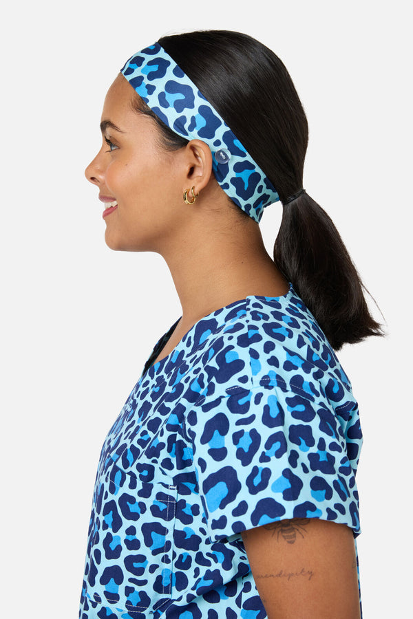 Scrubs With Love - Leopard Cub scrub headband - blue