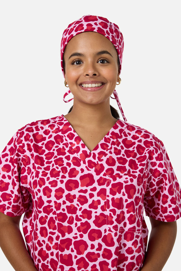 Scrubs With Love - Leopard Cub scrub hat Pink - pink