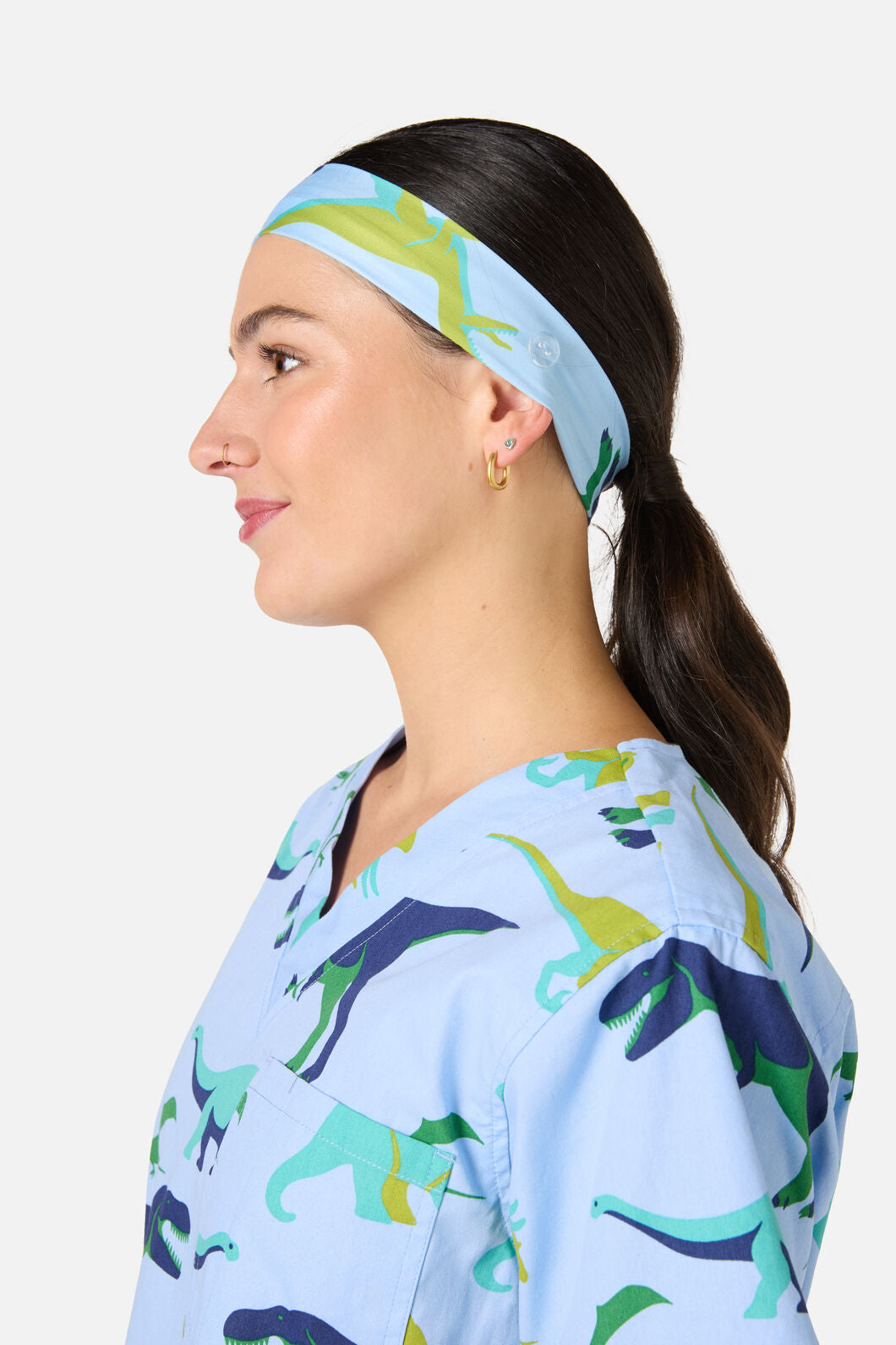 Scrubs With Love - Dino Pod scrub headband - blue