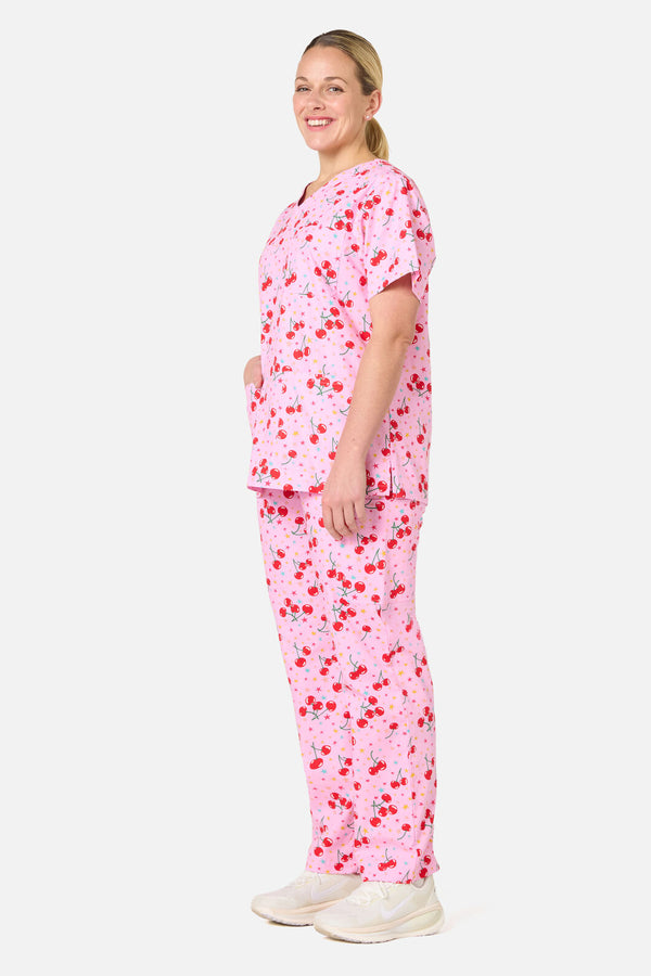 Scrubs With Love - Cherry Stars Scrub Set - pink