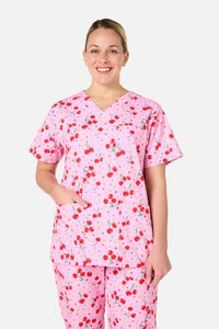 Scrubs With Love - Cherry Stars Scrub Set - pink