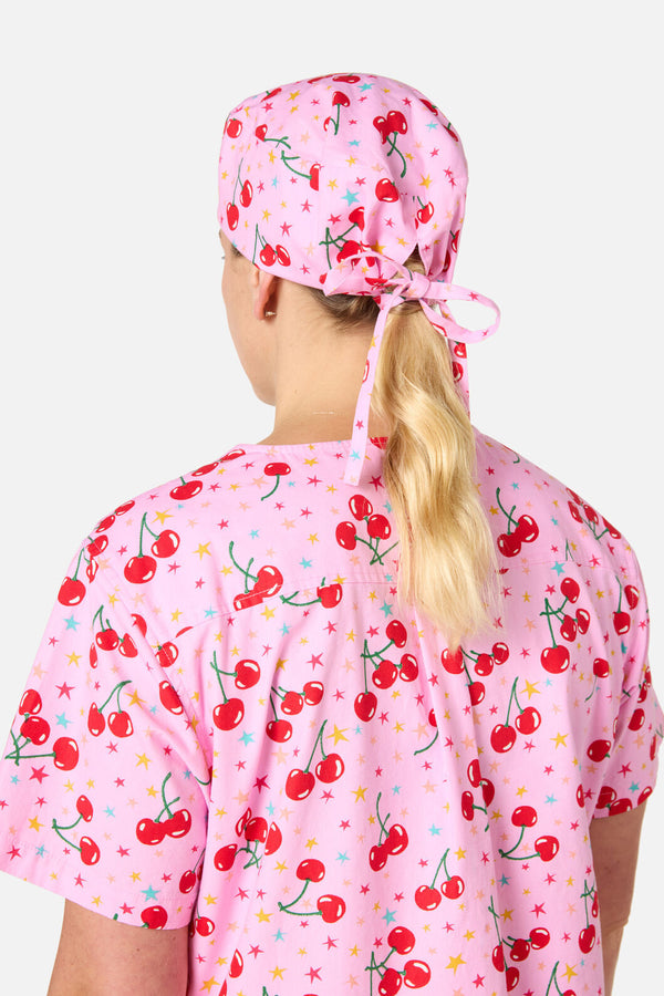 Scrubs With Love - Cherry Stars Scrub Hat - pink
