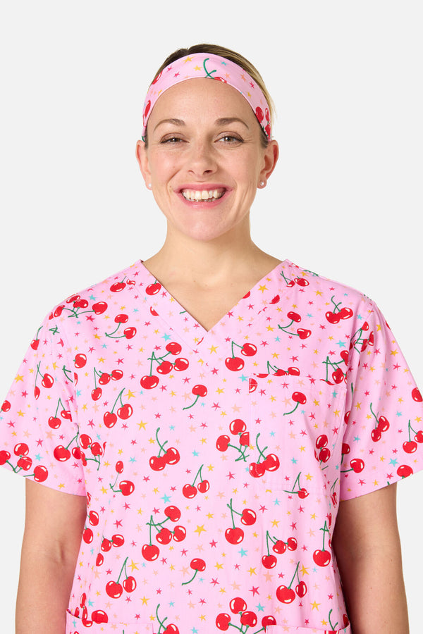 Scrubs With Love - Cherry Stars Scrub Headband - pink