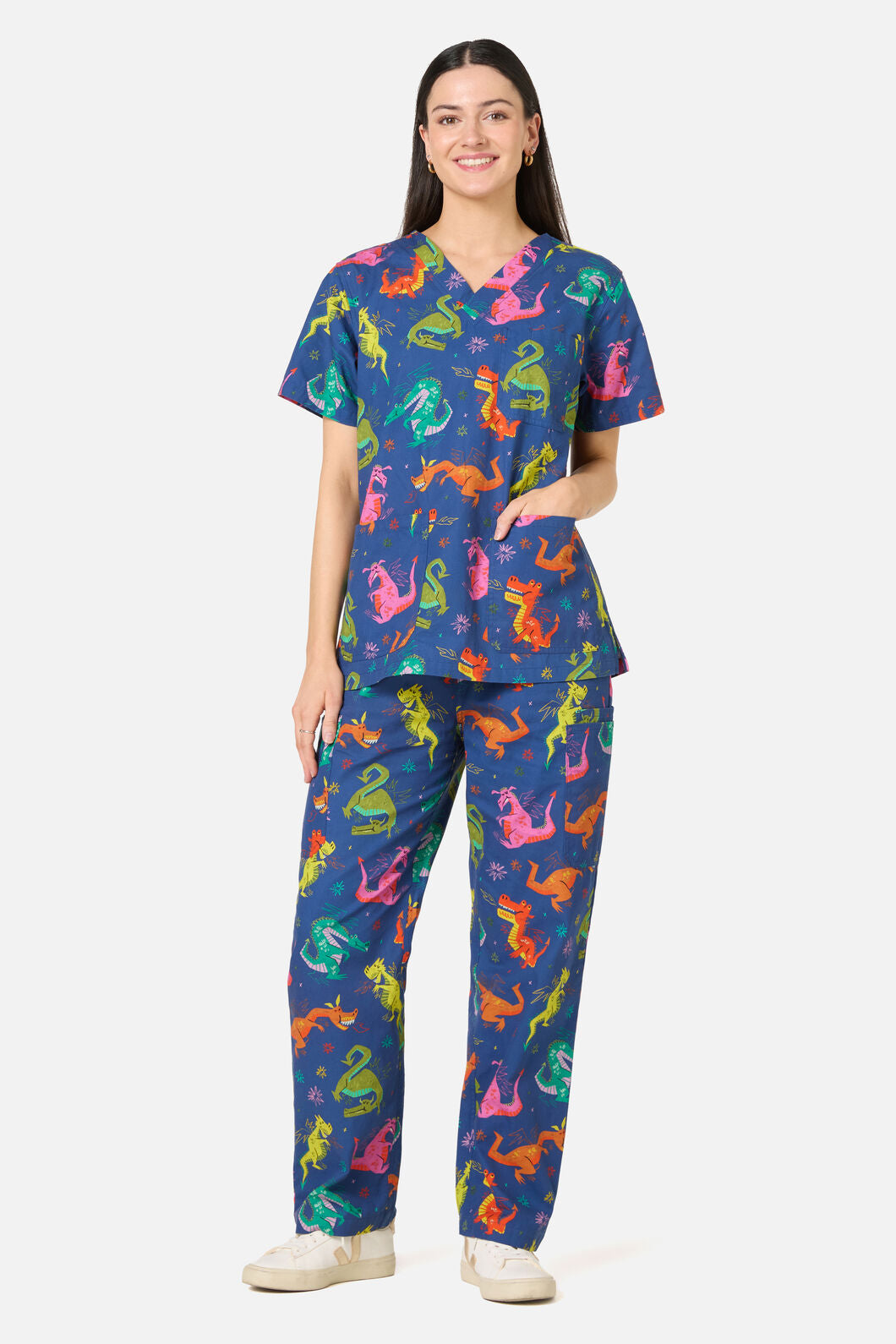 Scrubs With Love - Flying Dragon Scrub Set - navy