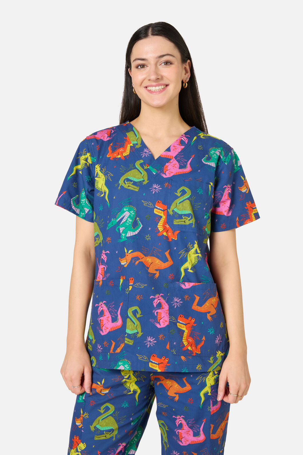Scrubs With Love - Flying Dragon Scrub Set - navy