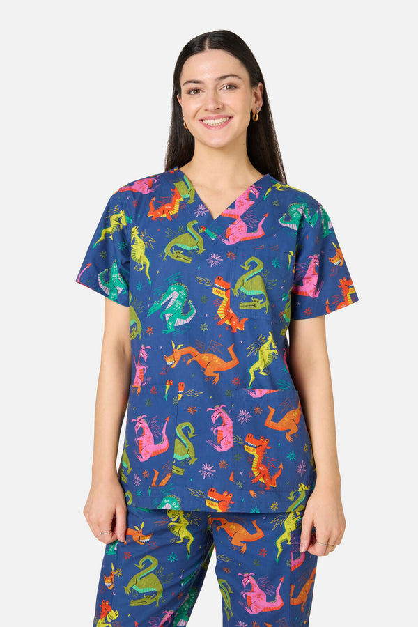 Scrubs With Love - Flying Dragon Scrub Set - navy