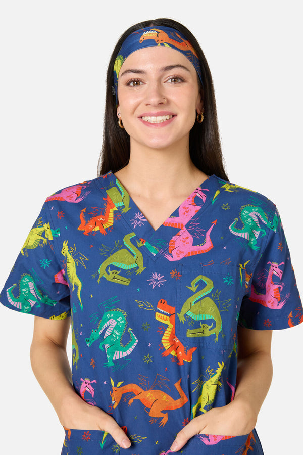 Scrubs With Love - Flying Dragon Scrub Headband - navy