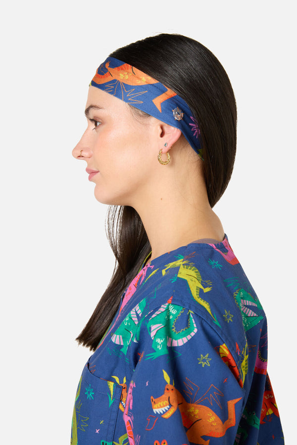 Scrubs With Love - Flying Dragon Scrub Headband - navy
