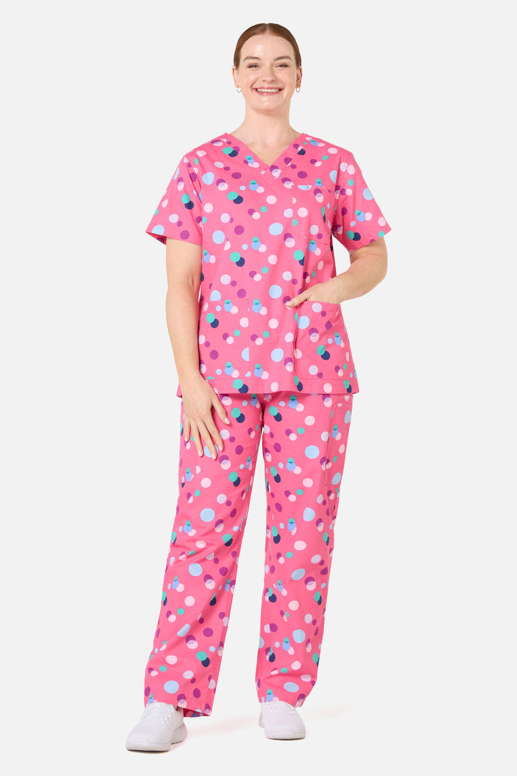 Scrubs With Love - Polka Dots Scrub Set - pink