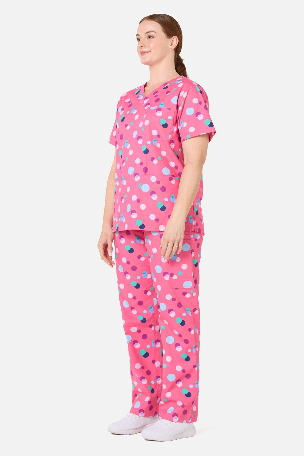 Scrubs With Love - Polka Dots Scrub Set - pink