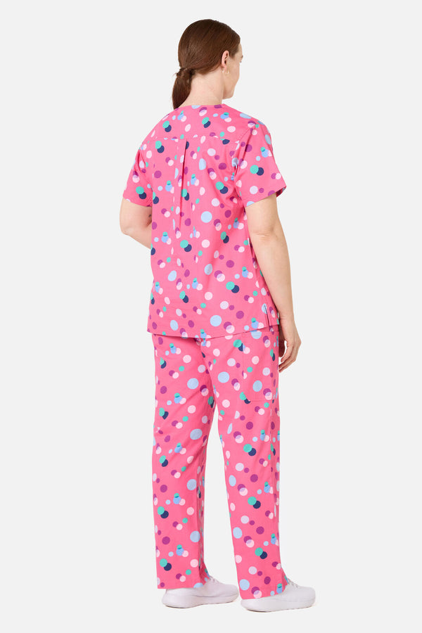 Scrubs With Love - Polka Dots Scrub Set - pink