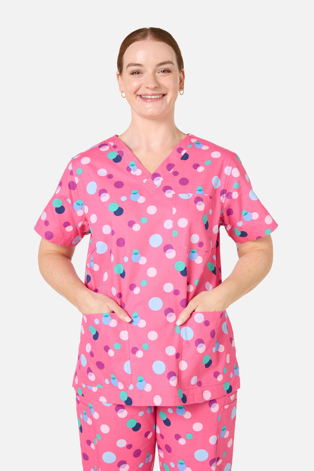 Scrubs With Love - Polka Dots Scrub Set - pink