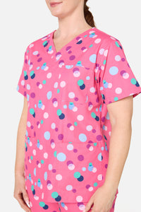 Scrubs With Love - Polka Dots Scrub Set - pink