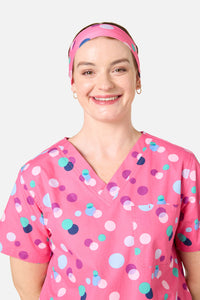 Scrubs With Love - Polka Dots Scrub Headband - pink