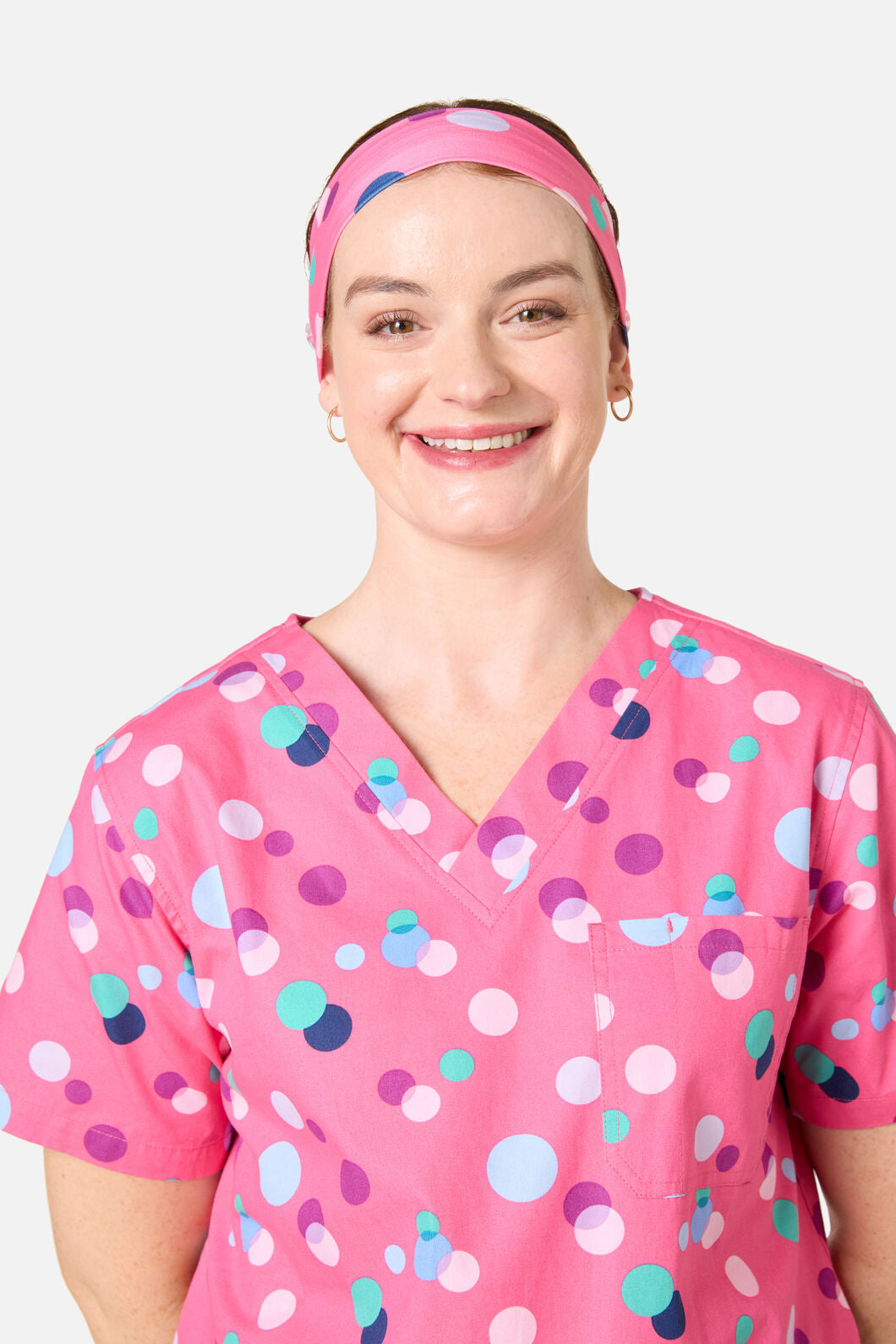 Scrubs With Love - Polka Dots Scrub Headband - pink