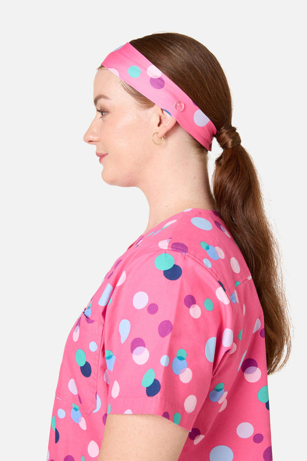 Scrubs With Love - Polka Dots Scrub Headband - pink