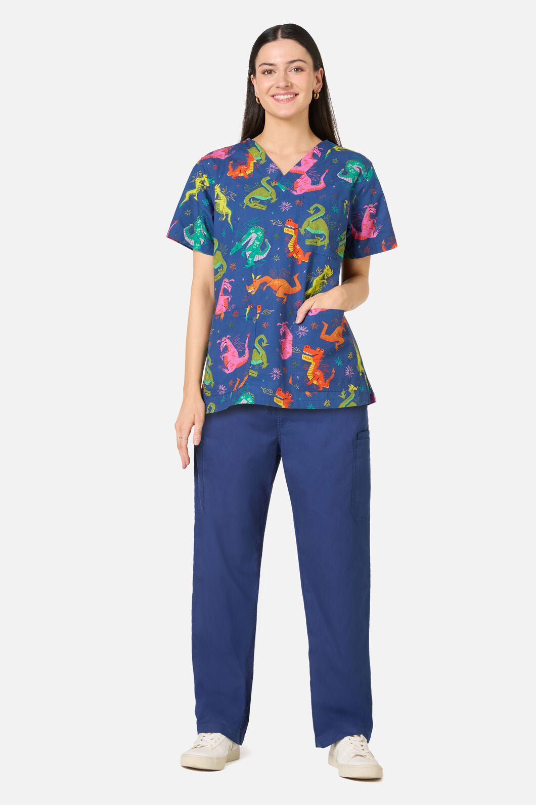 Scrubs With Love - Flying Dragon Top & Pant Scrubs - navy