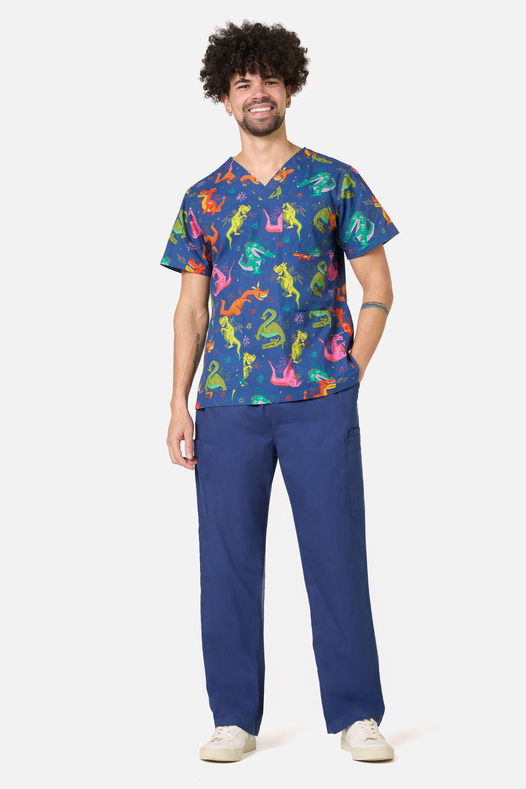 Scrubs With Love - Flying Dragon Top & Pant Scrubs - navy