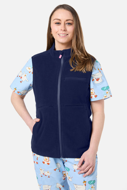 Navy Polar Fleece Scrub Vest