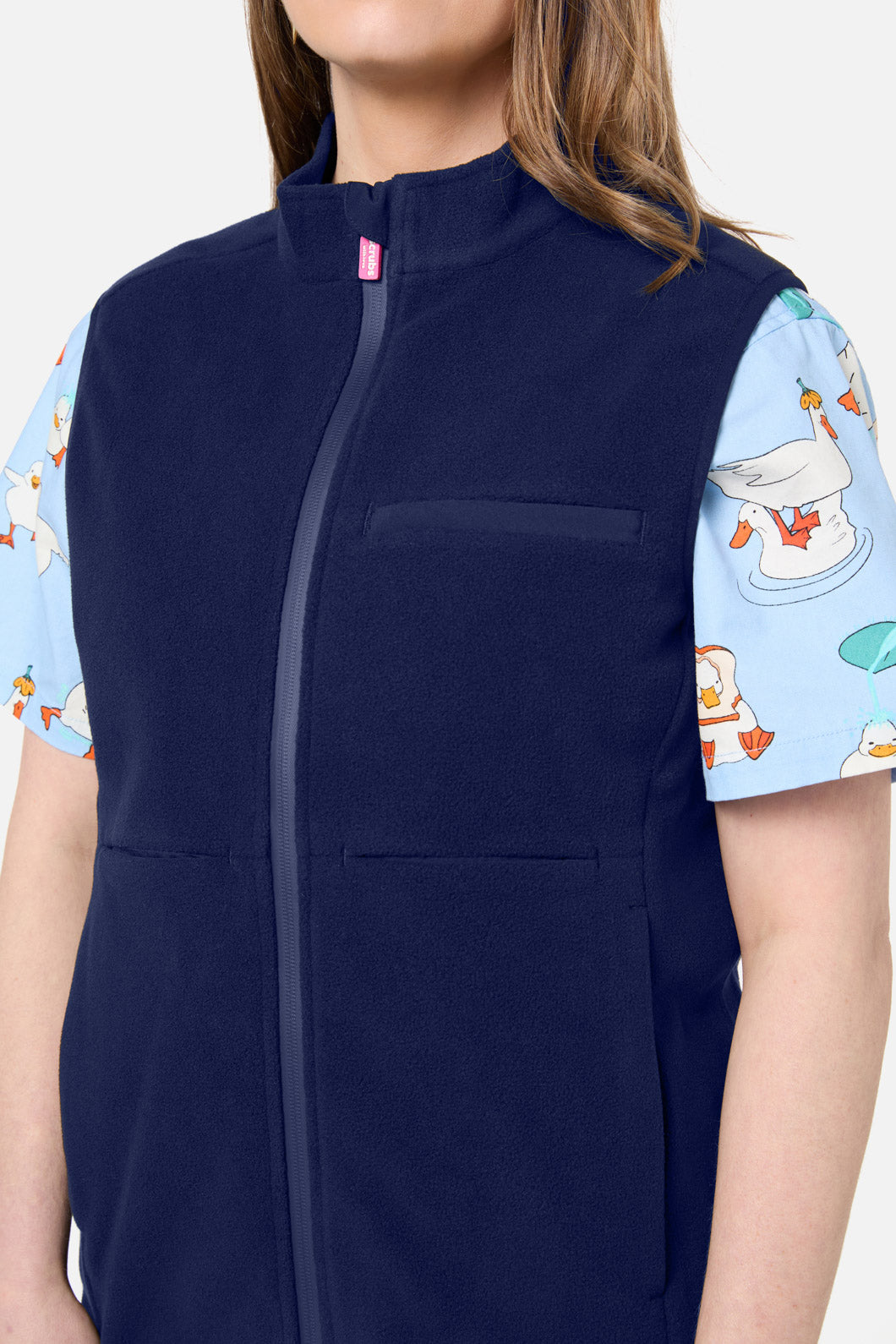 Navy Polar Fleece Scrub Vest