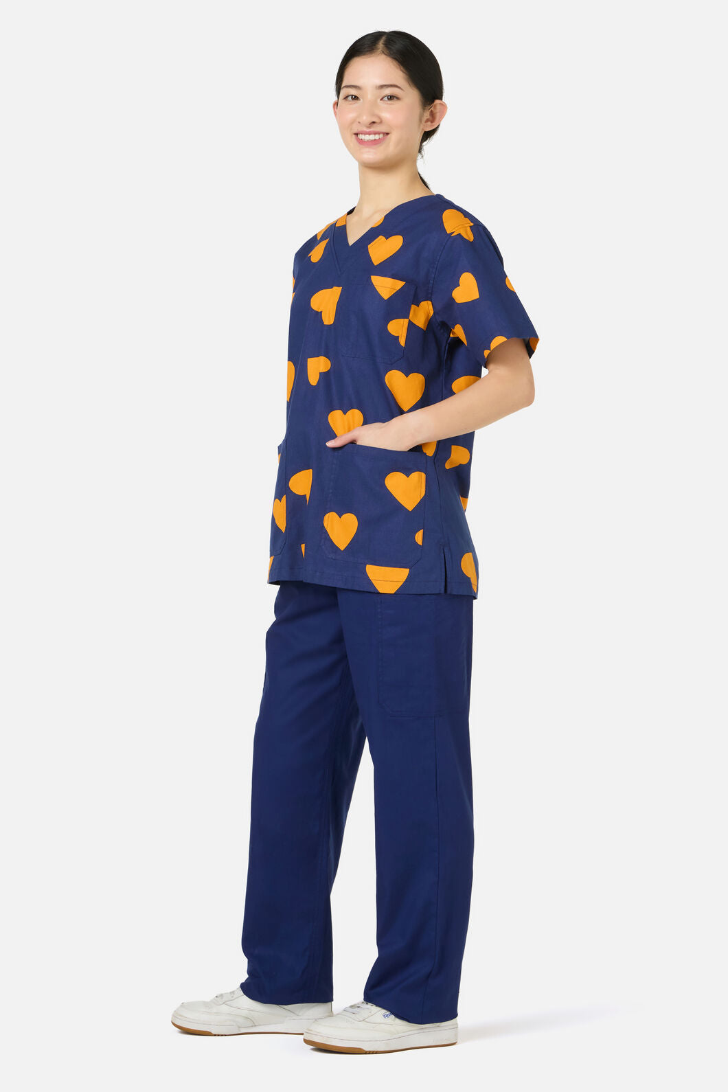Scrubs With Love - Orange Hearts Top&Pant scrubs - navy